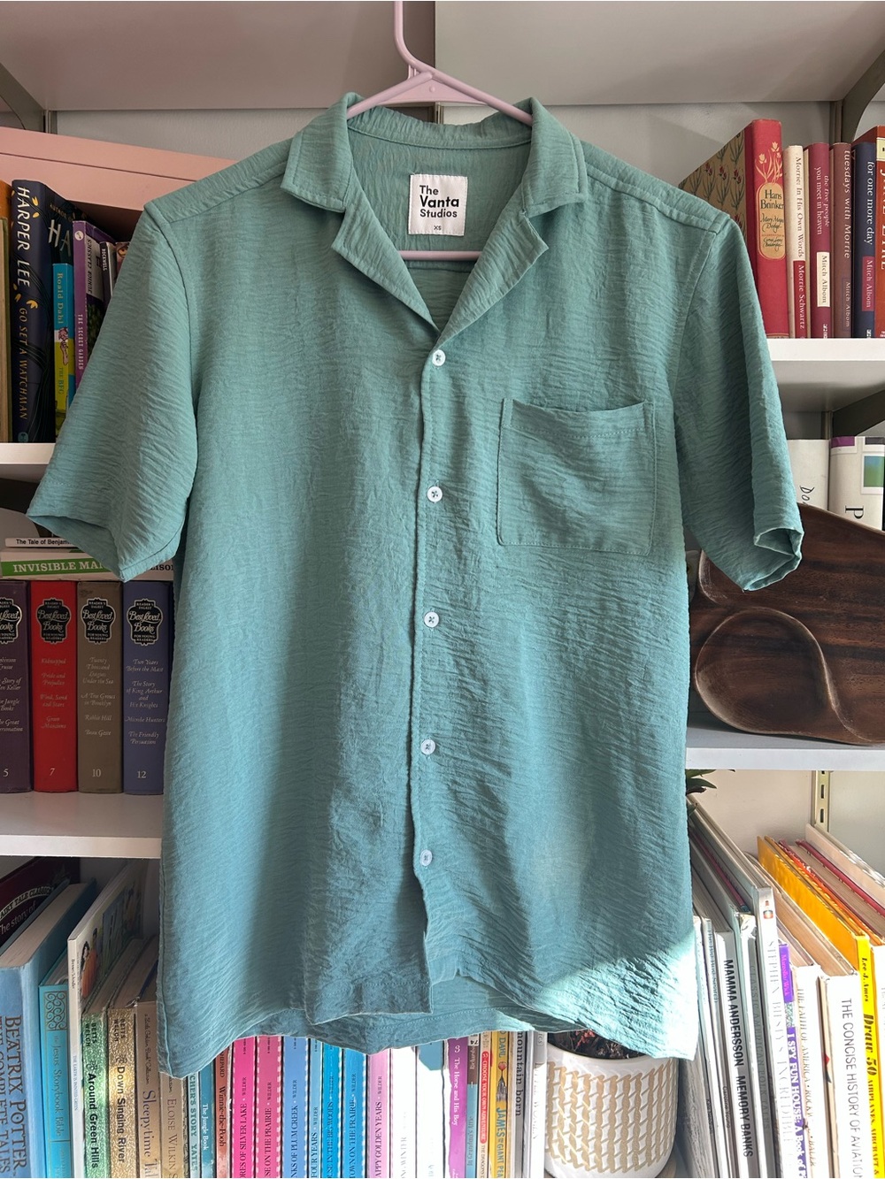Men's Short-Sleeve Button-Down Shirt — Teal